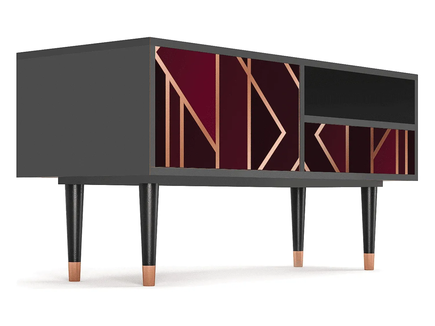 Móvel De Tv* Mueble de TV - 115х59х48 cm - T3 - Burgundy Jewelery, Antracite Cinza antracite