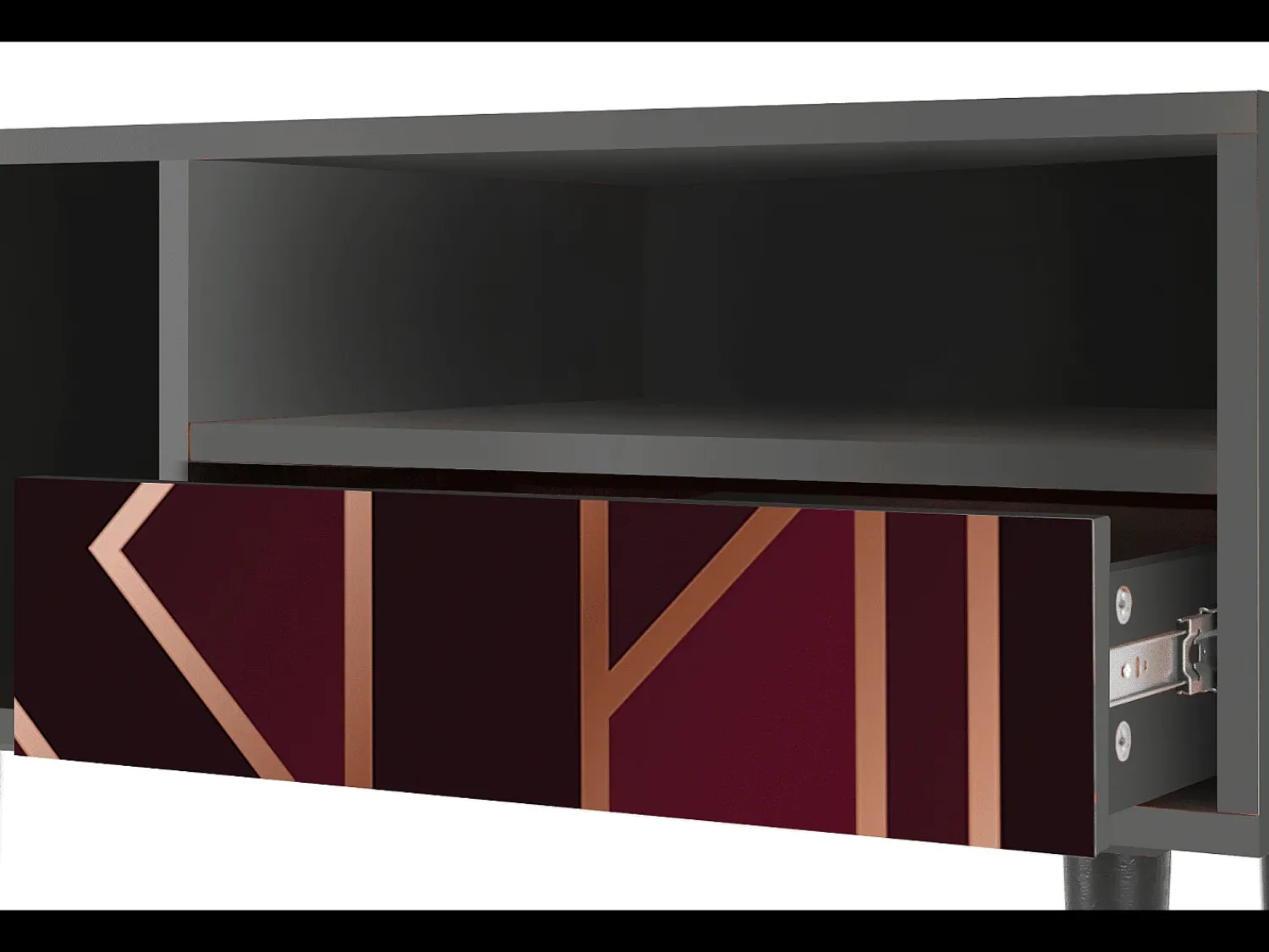 Móvel De Tv* Mueble de TV - 115х59х48 cm - T3 - Burgundy Jewelery, Antracite Cinza antracite