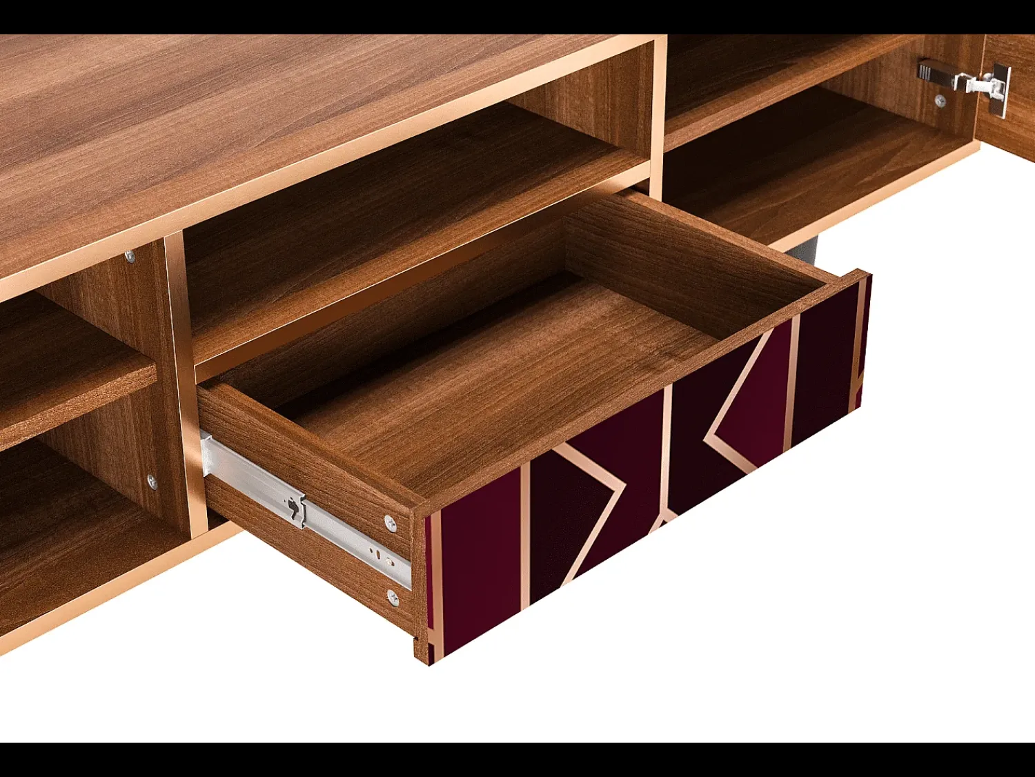 Mueble de TV - 170х59х41 cm - T6 - Burgundy Jewelery, Nogueira^ Móvel De Tv