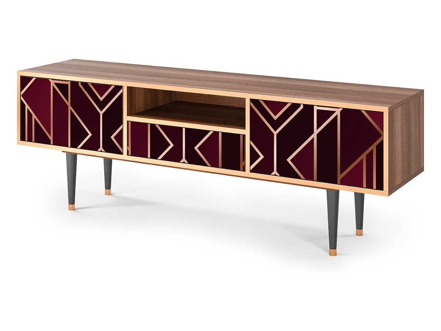 Mueble de TV - 170х59х41 cm - T6 - Burgundy Jewelery, Nogueira^ Móvel De Tv