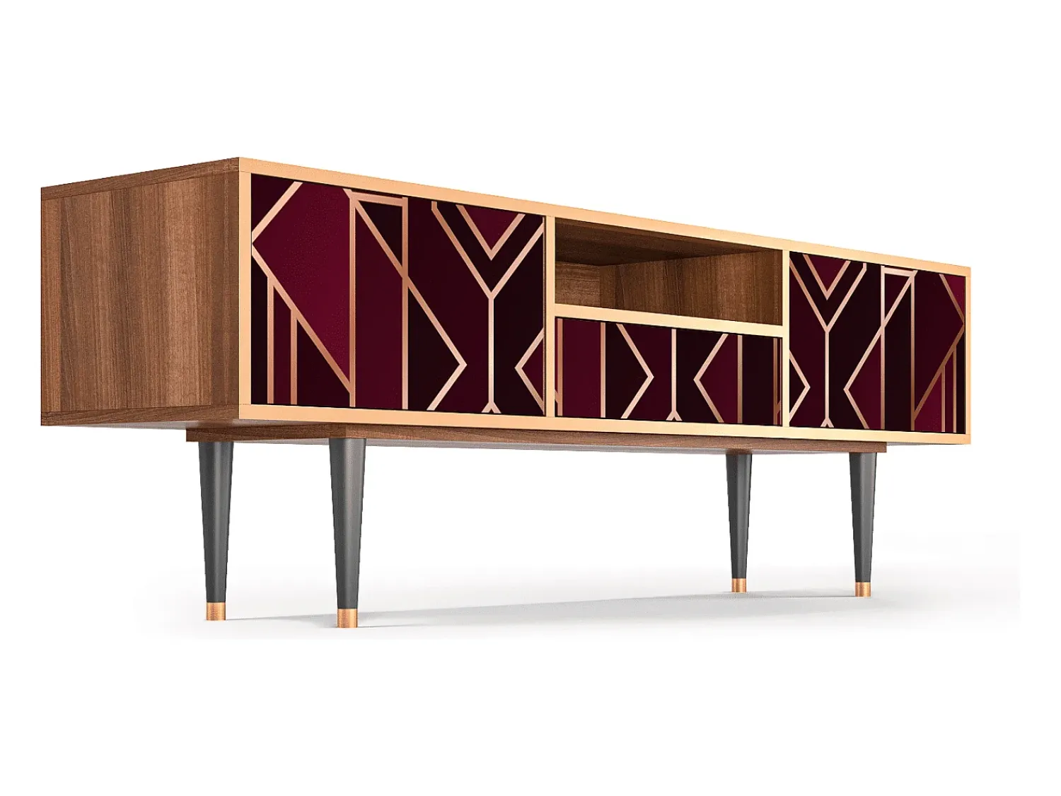 Mueble de TV - 170х59х41 cm - T6 - Burgundy Jewelery, Nogueira^ Móvel De Tv