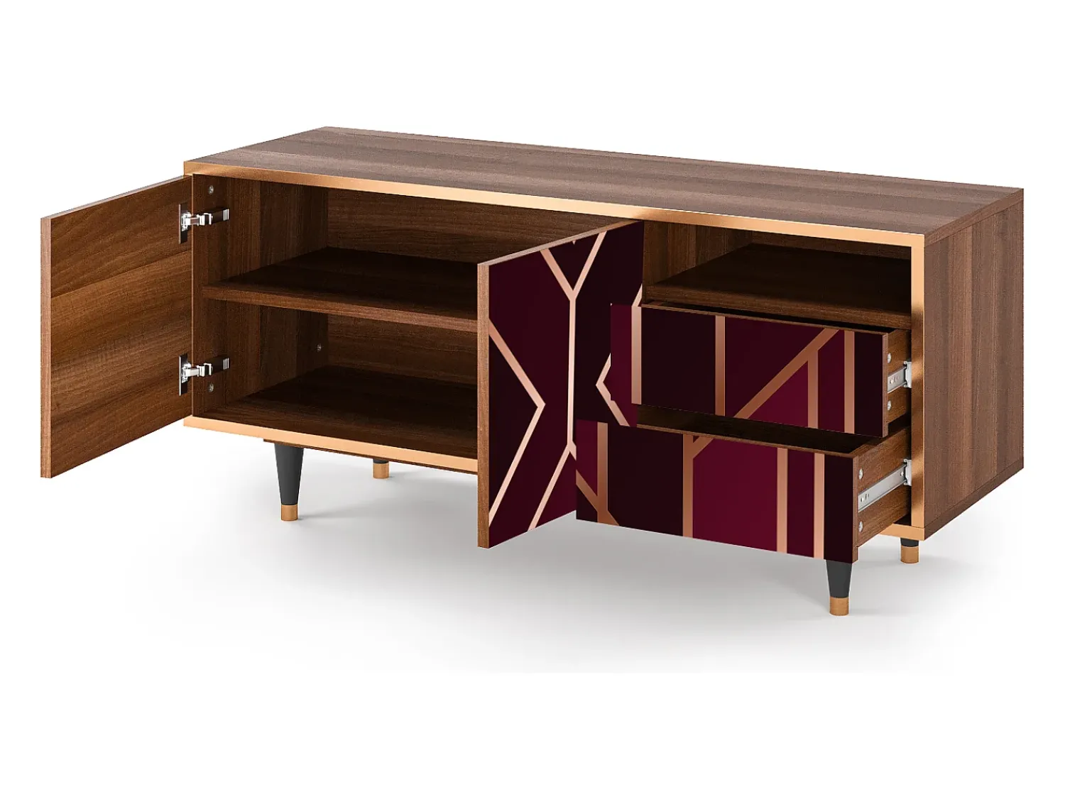 Mueble de TV - 125х56х41 cm - T7 - Burgundy Jewelery, Nogueira^ Móvel De Tv