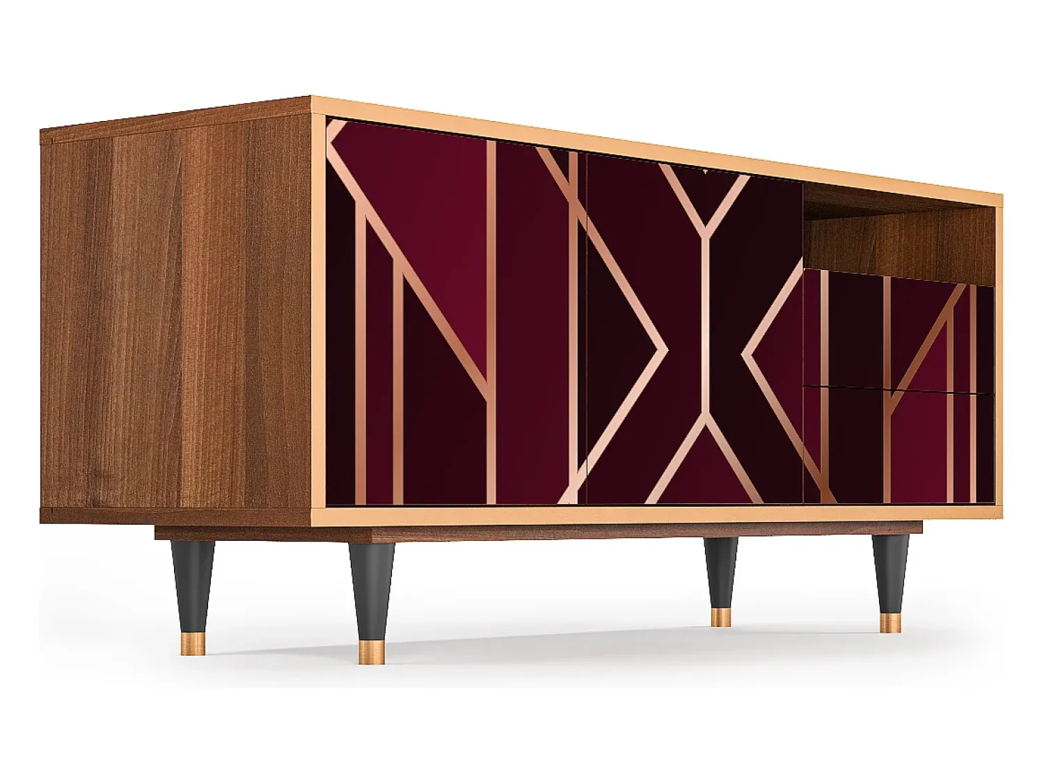 Mueble de TV - 125х56х41 cm - T7 - Burgundy Jewelery, Nogueira^ Móvel De Tv