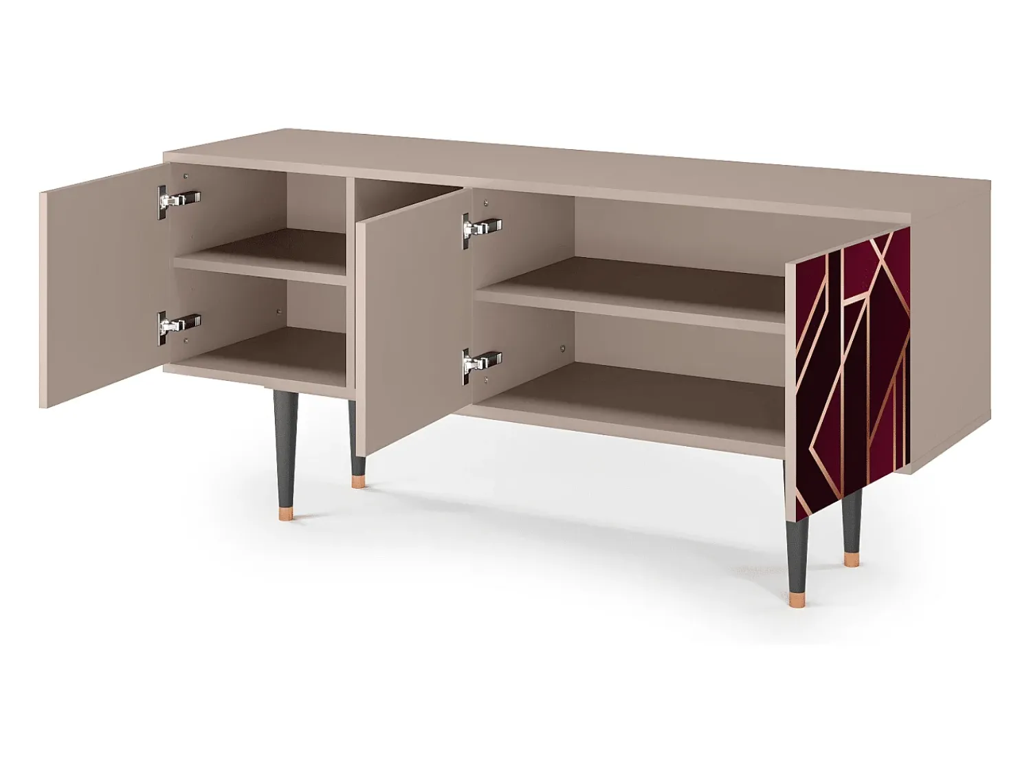 Móvel De Tv| Mueble de TV - 150х69х41 cm - T5 - Burgundy Jewelery, Latte Bege