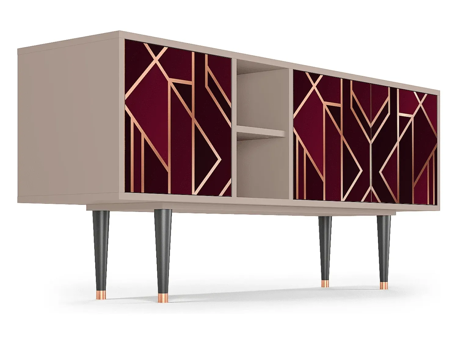 Móvel De Tv| Mueble de TV - 150х69х41 cm - T5 - Burgundy Jewelery, Latte Bege