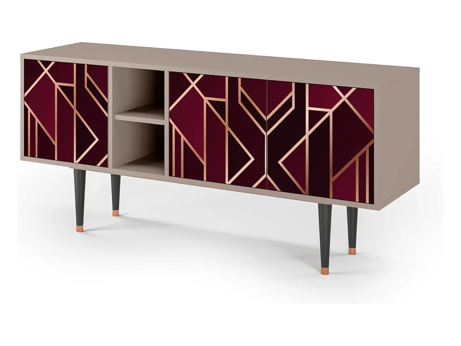 Móvel De Tv| Mueble de TV - 150х69х41 cm - T5 - Burgundy Jewelery, Latte Bege