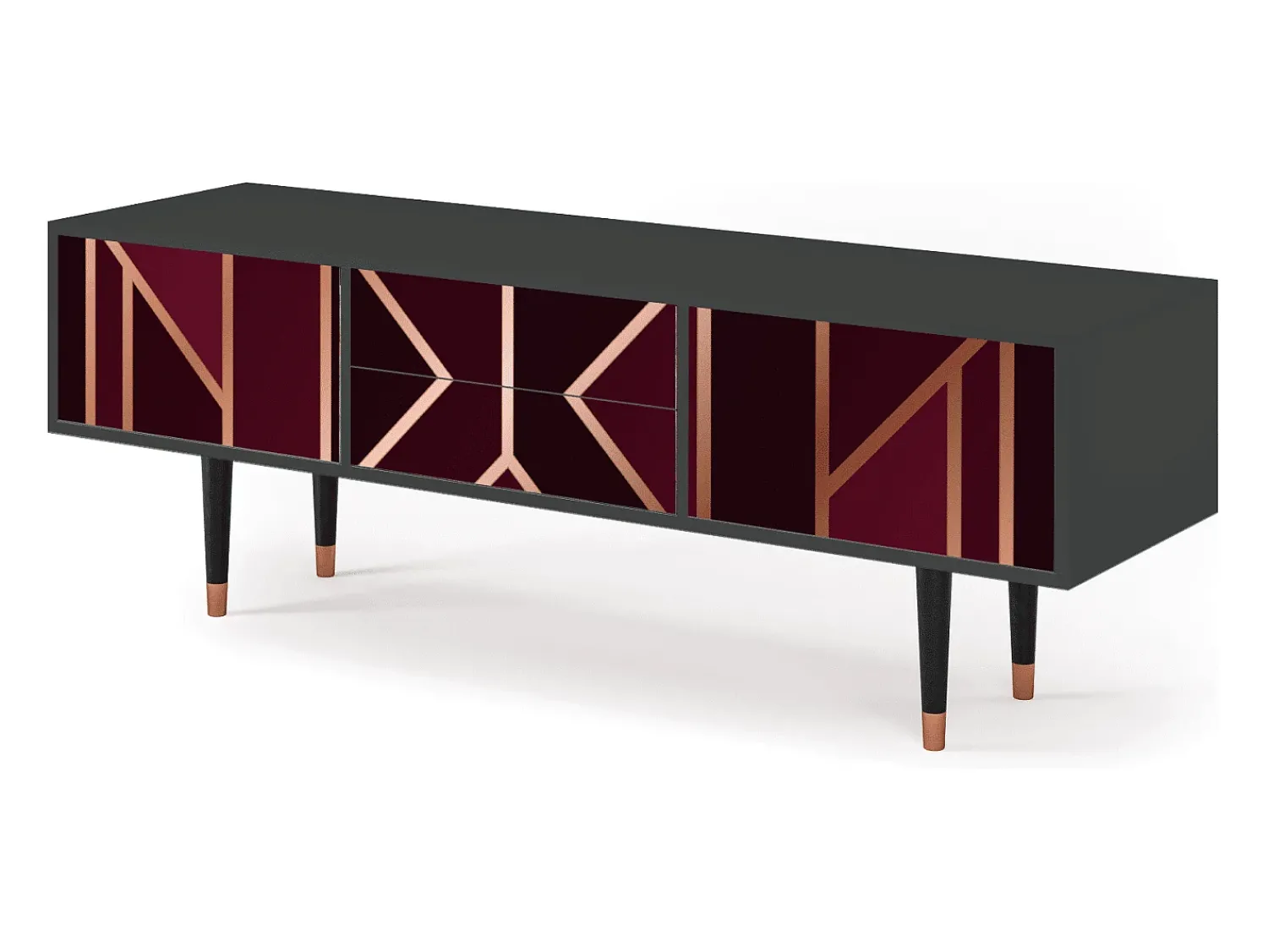 Móvel De Tv* Mueble de TV - 170х59х48 cm - T4 - Burgundy Jewelery, Antracite Cinza antracite