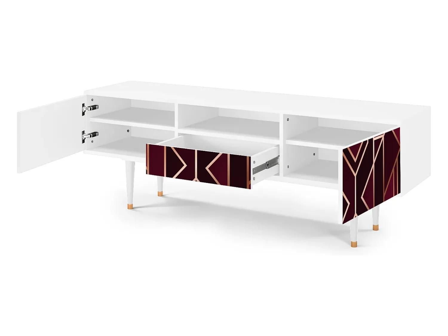 Mueble de TV - 170х59х41 cm - T6 - Burgundy Jewelery, Branco^ Móvel De Tv
