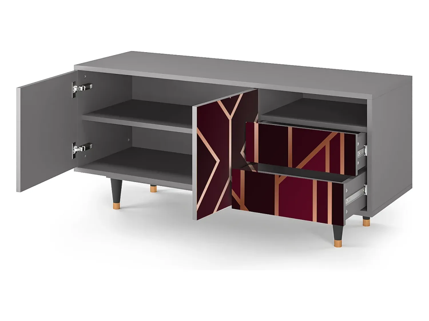 Mueble de TV - 125х56х41 cm - T7 - Burgundy Jewelery, Cinza^ Móvel De Tv