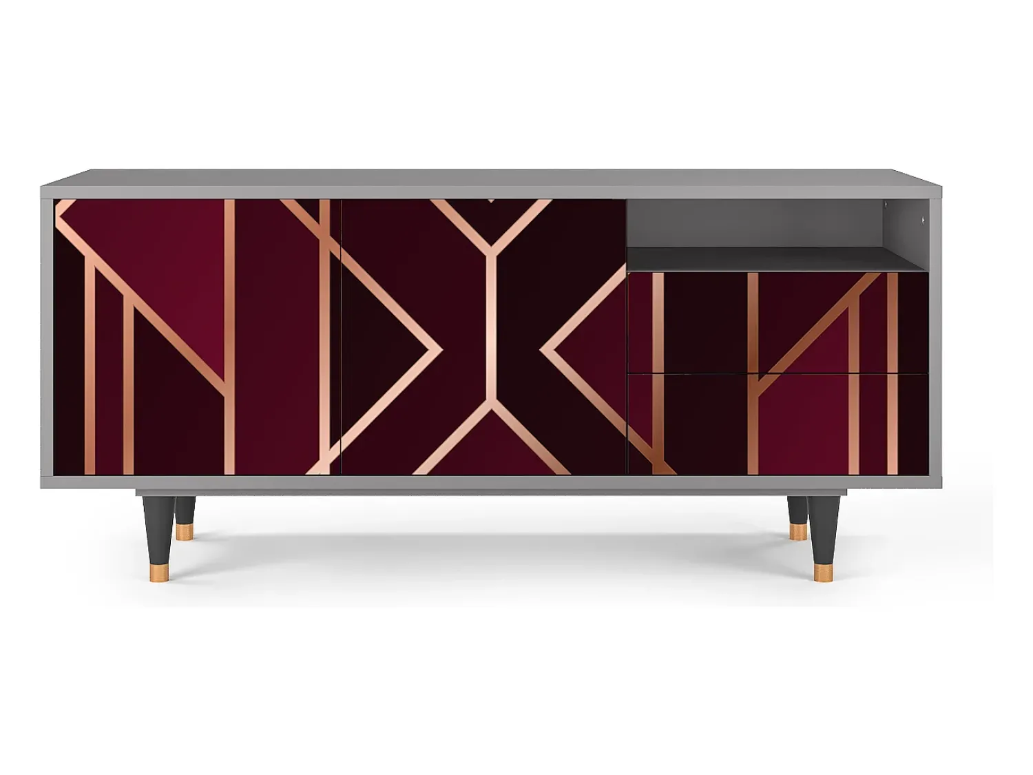 Mueble de TV - 125х56х41 cm - T7 - Burgundy Jewelery, Cinza^ Móvel De Tv