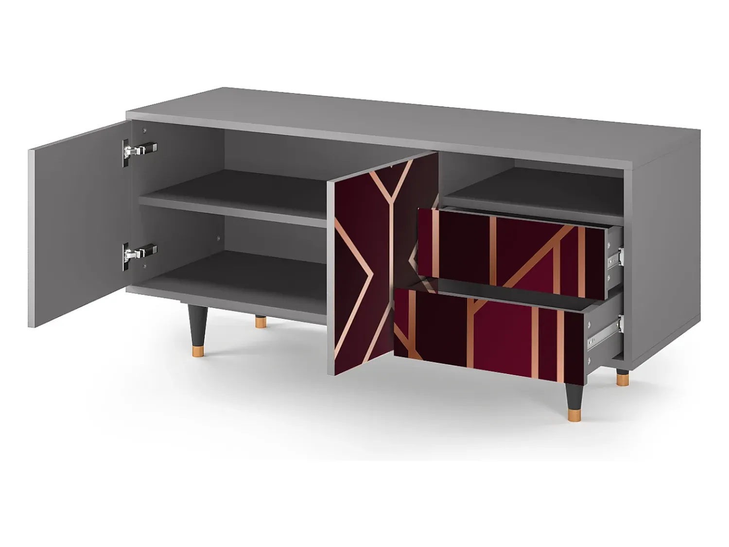 Mueble de TV - 125х56х41 cm - T7 - Burgundy Jewelery, Cinza^ Móvel De Tv