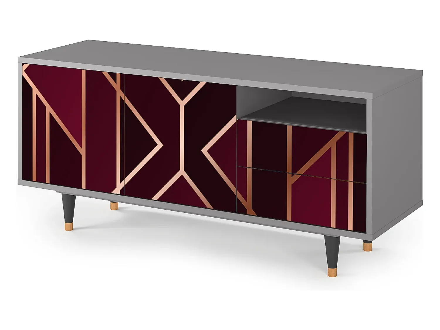 Mueble de TV - 125х56х41 cm - T7 - Burgundy Jewelery, Cinza^ Móvel De Tv
