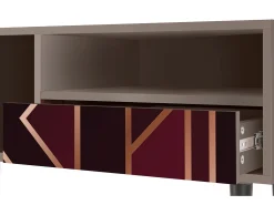 Móvel De Tv| Mueble de TV - 115х59х48 cm - T3 - Burgundy Jewelery, Latte Bege