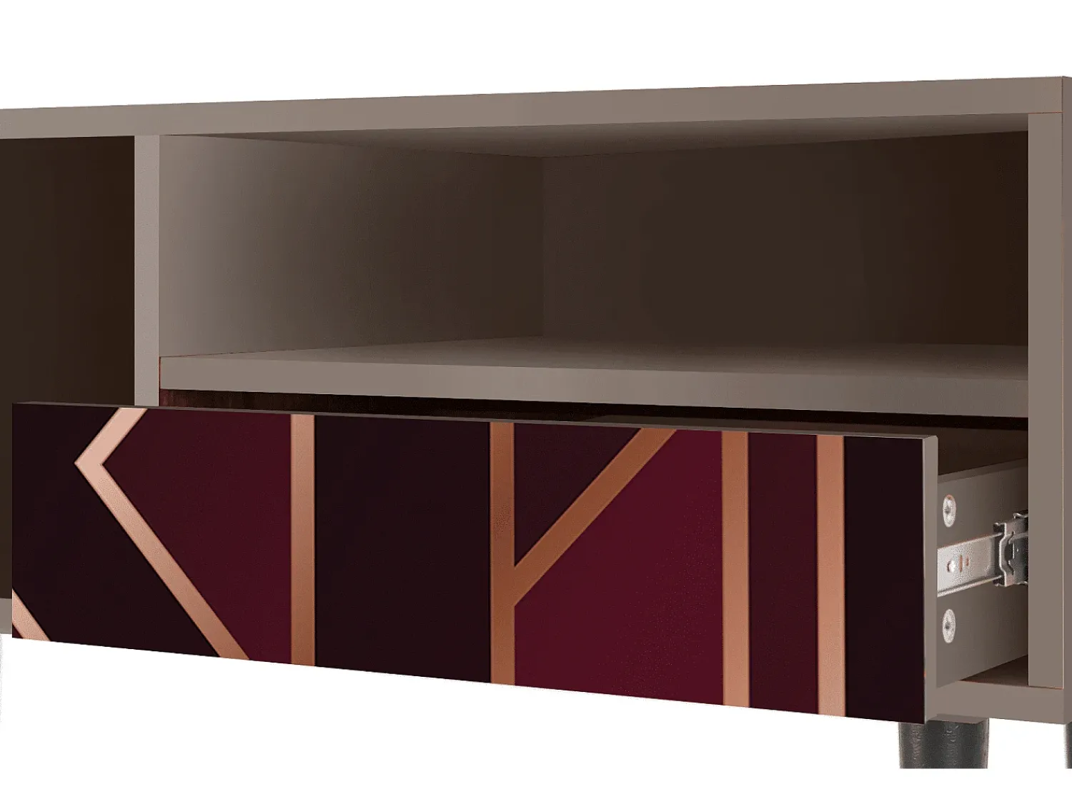 Móvel De Tv| Mueble de TV - 115х59х48 cm - T3 - Burgundy Jewelery, Latte Bege