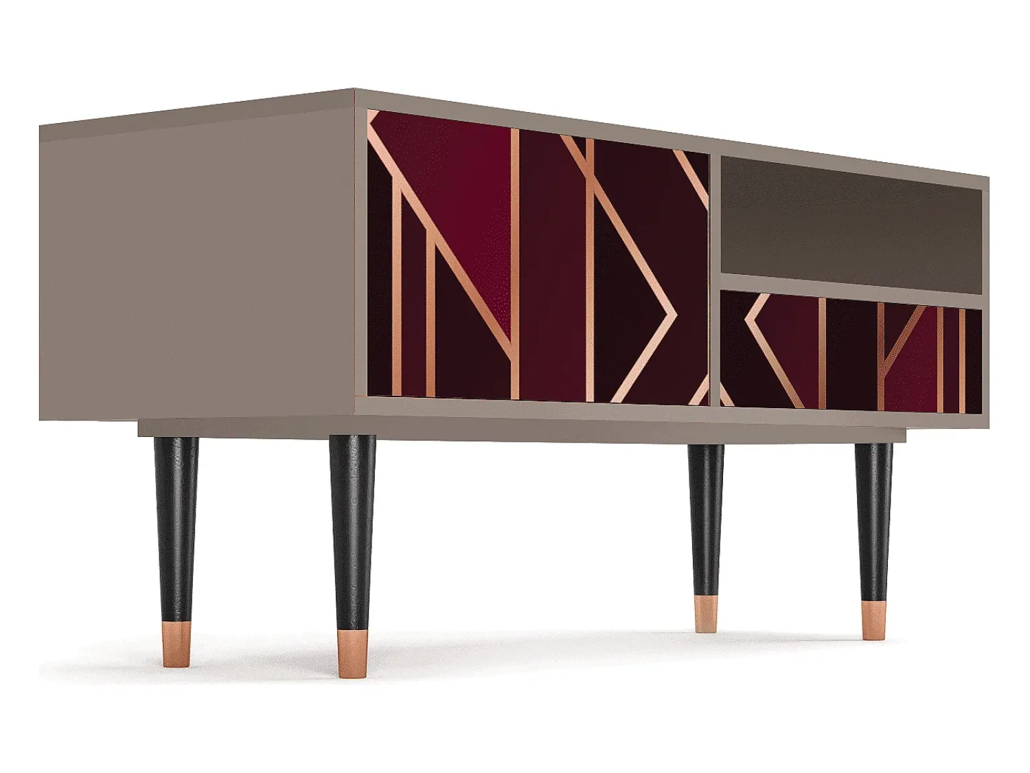Móvel De Tv| Mueble de TV - 115х59х48 cm - T3 - Burgundy Jewelery, Latte Bege
