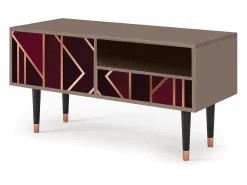 Móvel De Tv| Mueble de TV - 115х59х48 cm - T3 - Burgundy Jewelery, Latte Bege