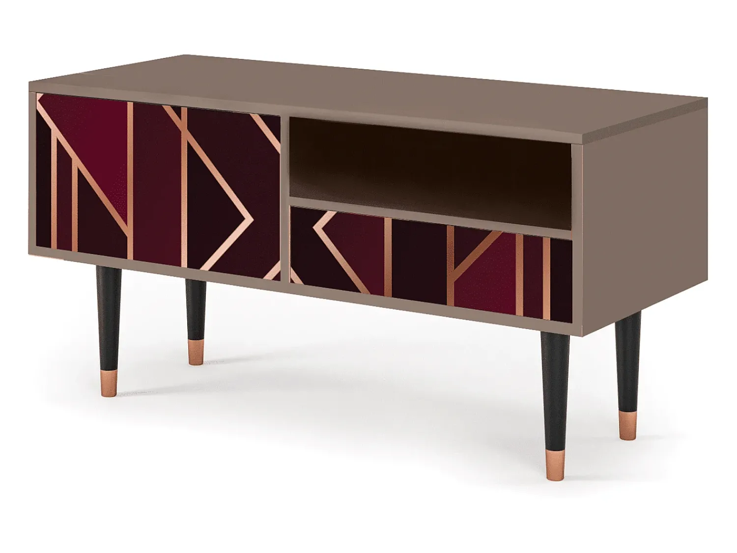 Móvel De Tv| Mueble de TV - 115х59х48 cm - T3 - Burgundy Jewelery, Latte Bege