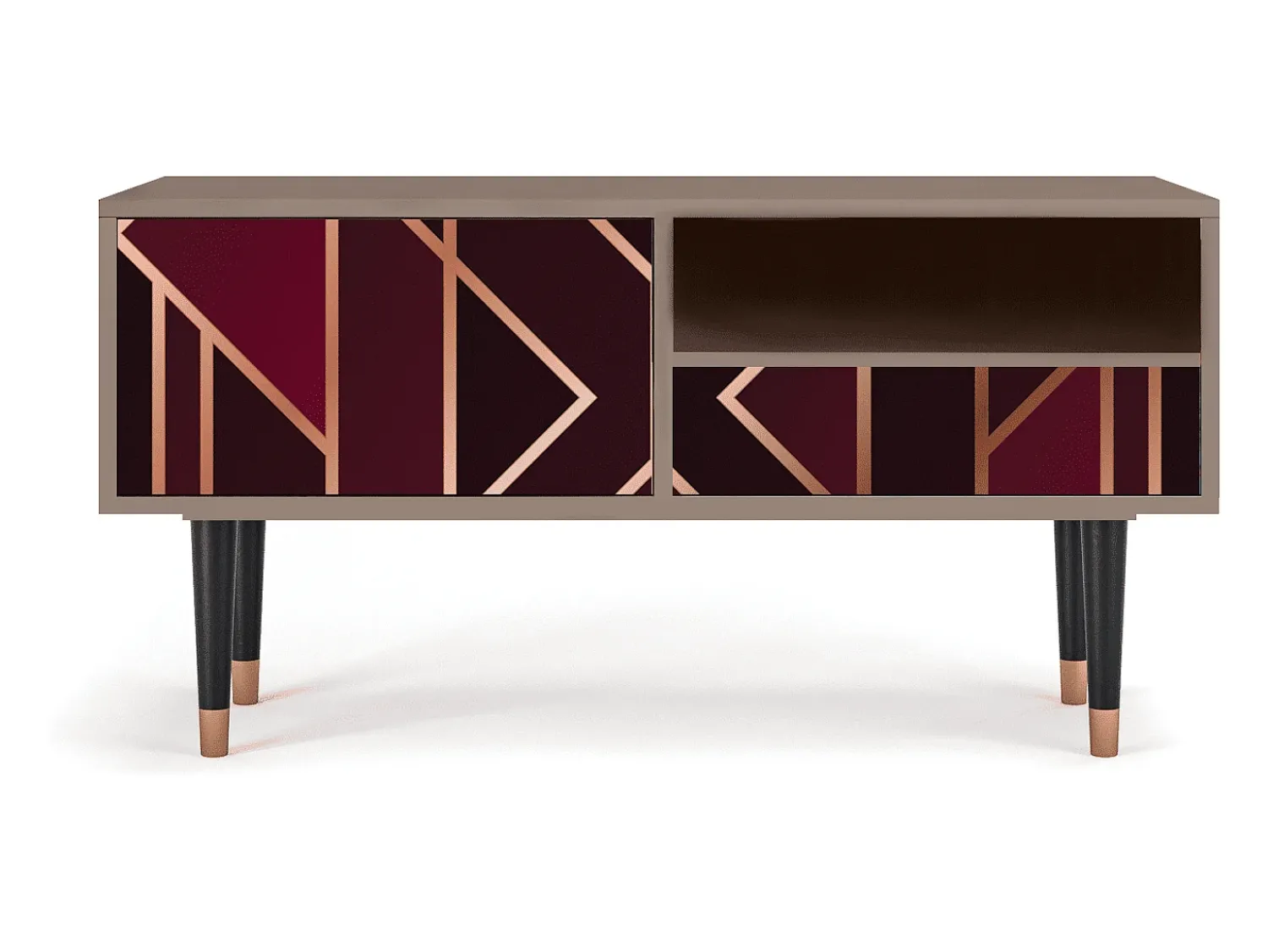 Móvel De Tv| Mueble de TV - 115х59х48 cm - T3 - Burgundy Jewelery, Latte Bege