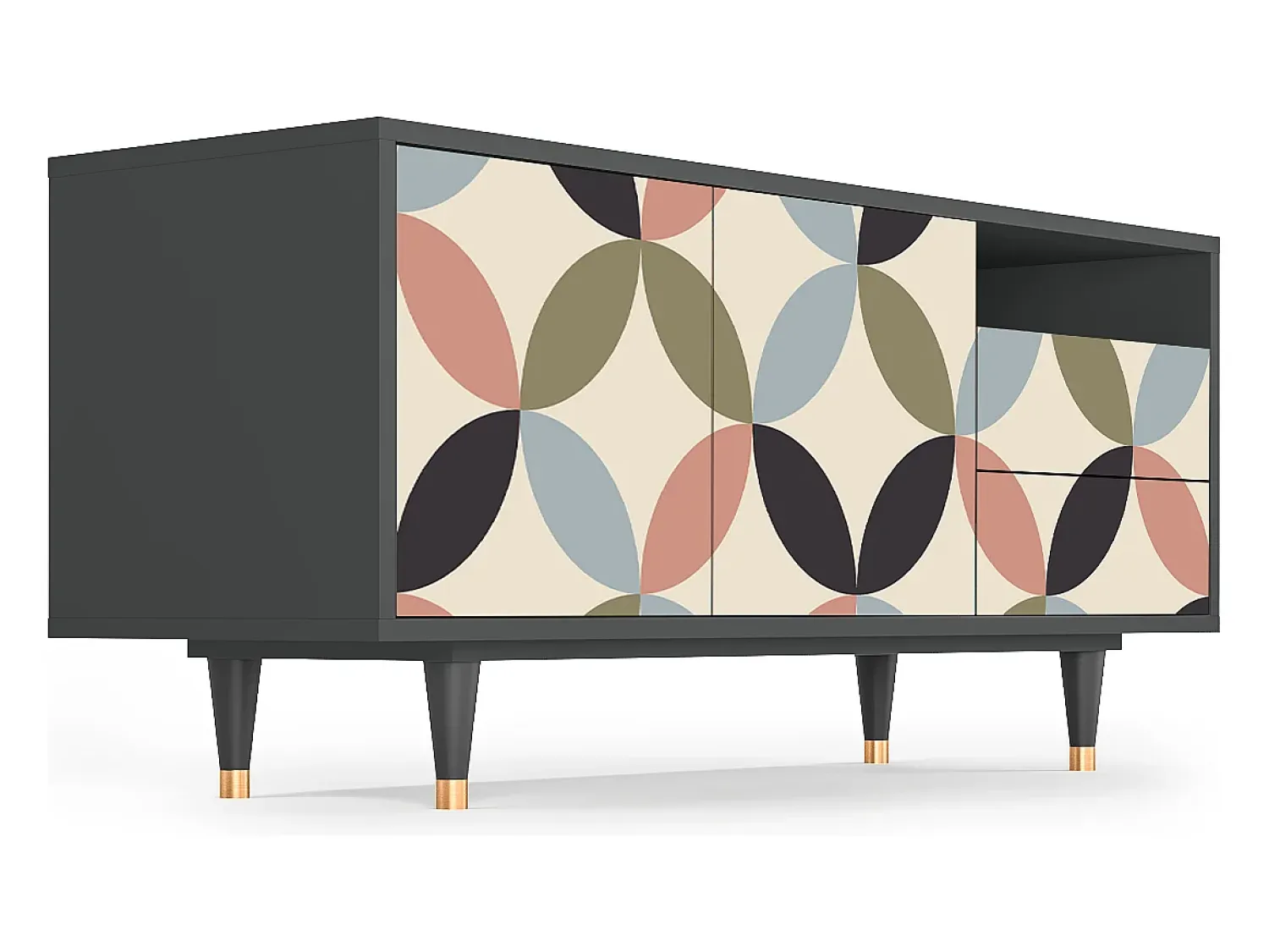 Móvel De Tv| Mueble de TV - 125х56х41 cm - T7 - Butterfly Effect, Antracite Cinza antracite