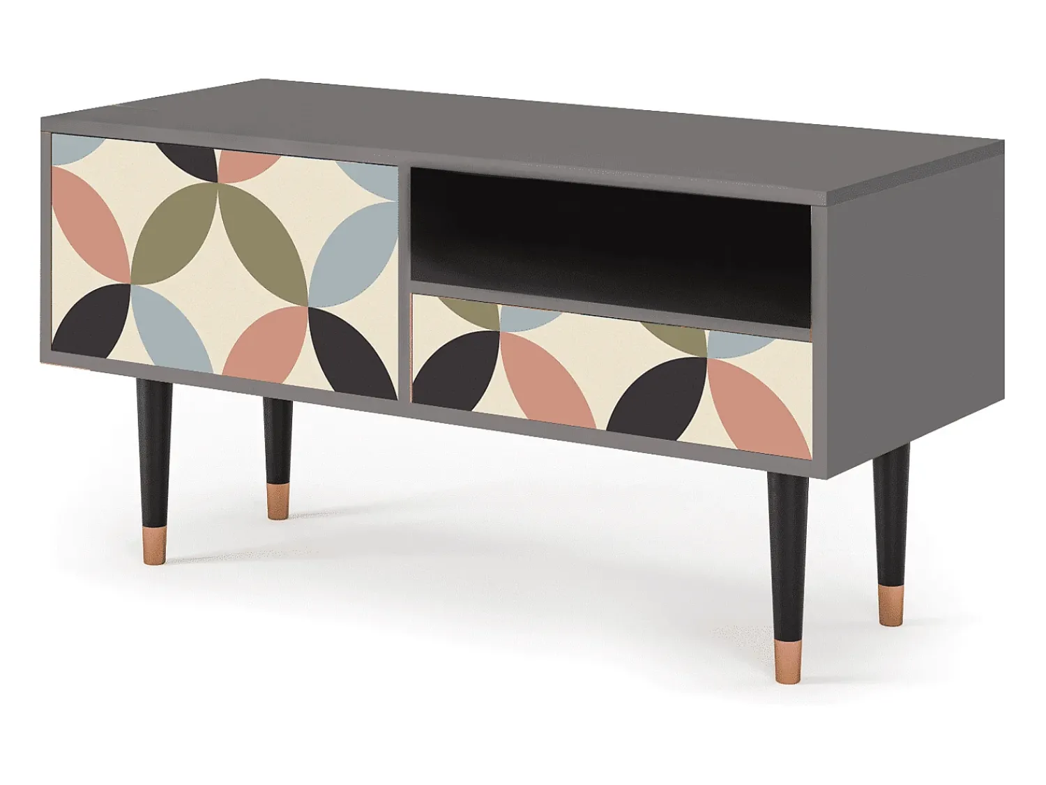 Móvel De Tv* Mueble de TV - 115х59х48 cm - T3 - Butterfly Effect, Cinza Cinzento