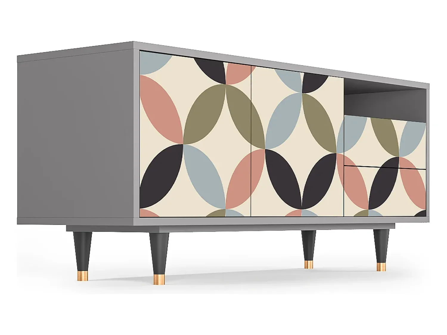 New Mueble de TV - 125х56х41 cm - T7 - Butterfly Effect, Cinza Cinzento