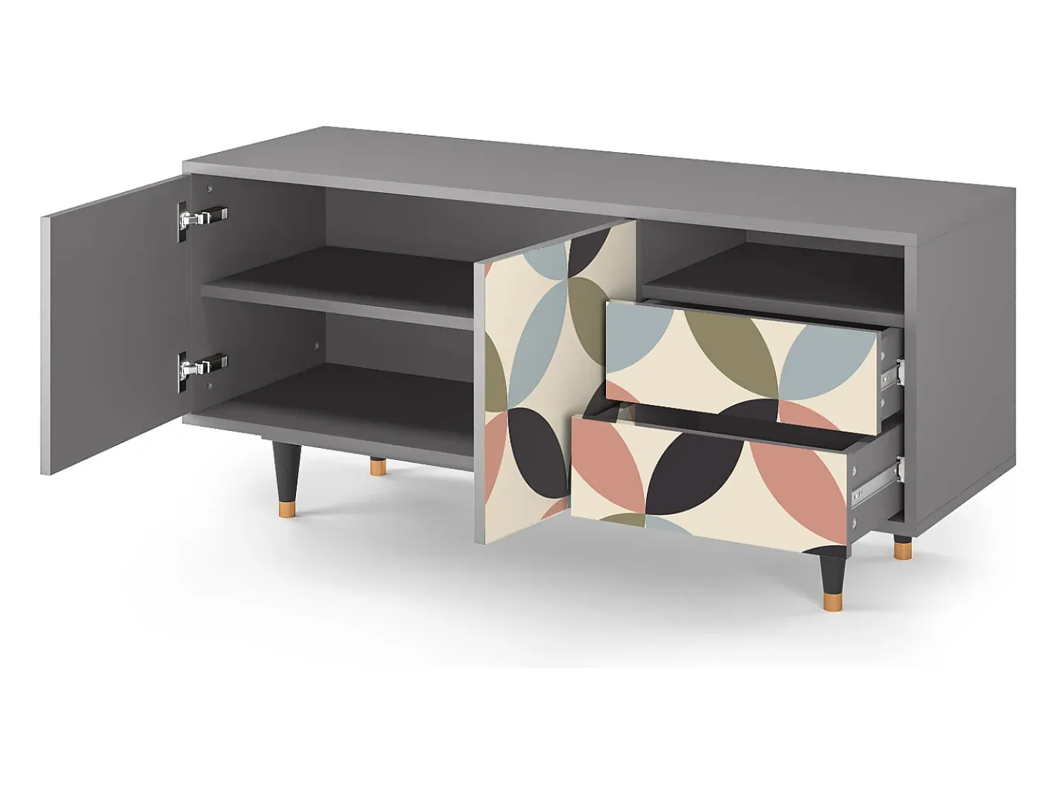 New Mueble de TV - 125х56х41 cm - T7 - Butterfly Effect, Cinza Cinzento