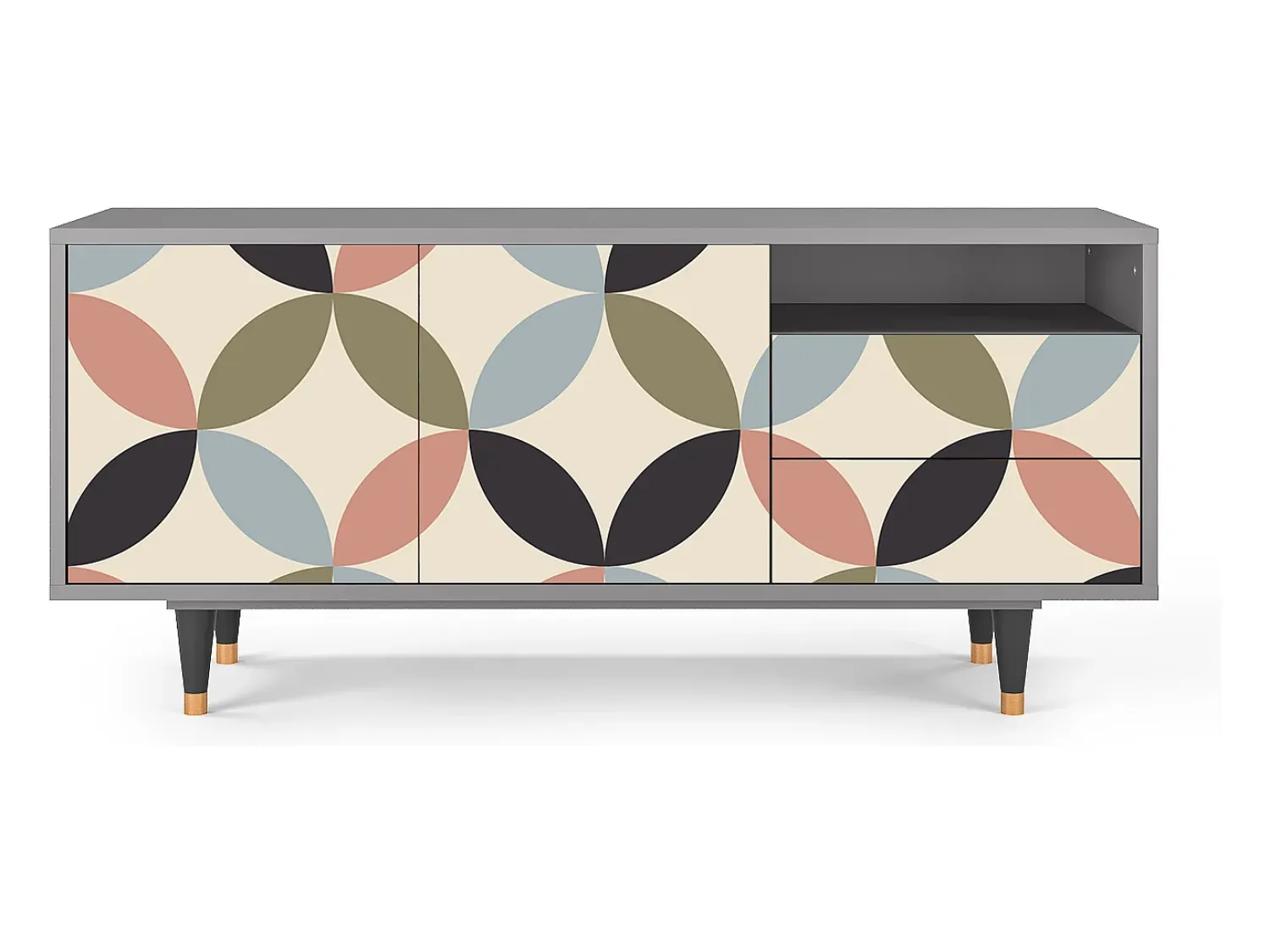 New Mueble de TV - 125х56х41 cm - T7 - Butterfly Effect, Cinza Cinzento