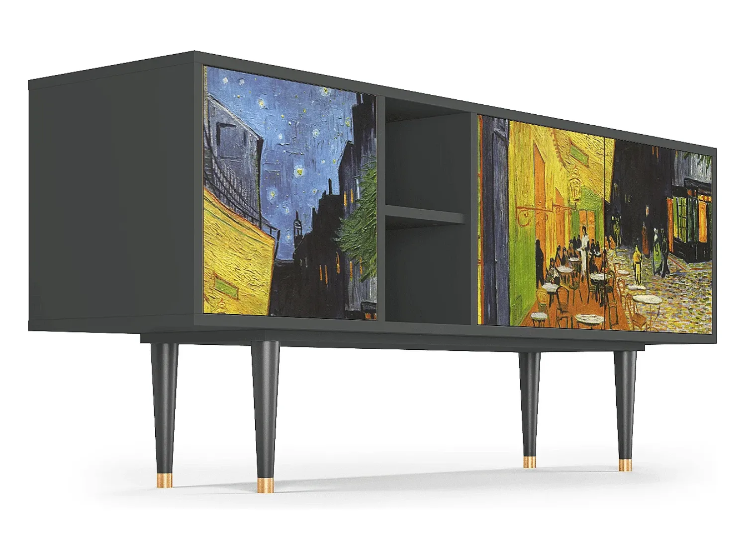 Mueble de TV - 150х69х41 cm - T5 - Café Terrace at Night, Antracite^ Móvel De Tv