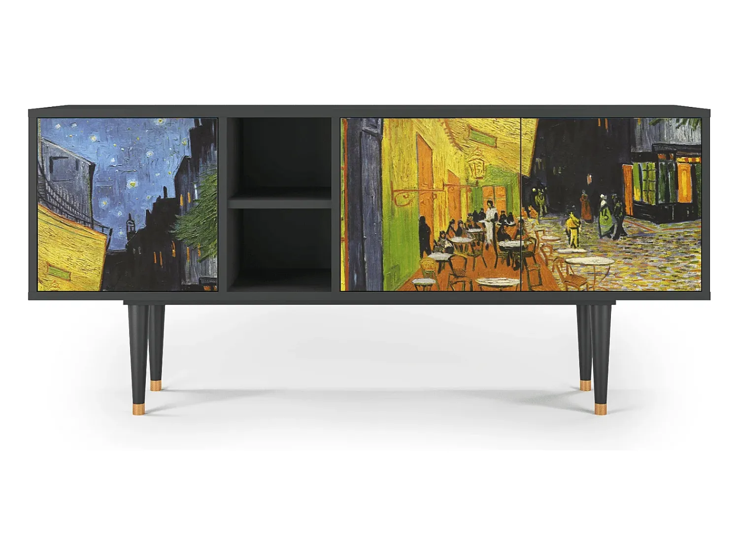 Mueble de TV - 150х69х41 cm - T5 - Café Terrace at Night, Antracite^ Móvel De Tv