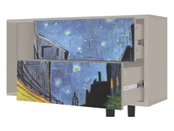 Móvel De Tv* Mueble de TV - 170х69х48 cm - T1 - Café Terrace at Night, Areia Bege