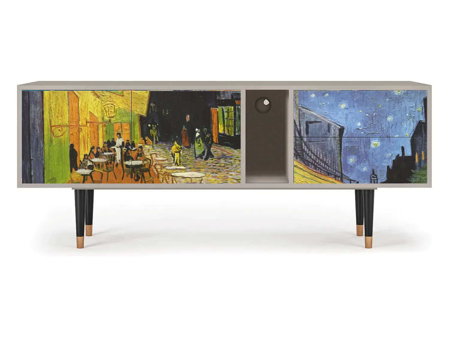 Móvel De Tv* Mueble de TV - 170х69х48 cm - T1 - Café Terrace at Night, Areia Bege