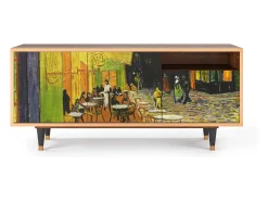 Móvel De Tv* Mueble de TV - 125х56х41 cm - T7 - Café Terrace at Night, Nogueira Castanho