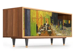 Móvel De Tv* Mueble de TV - 125х56х41 cm - T7 - Café Terrace at Night, Nogueira Castanho