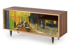 Móvel De Tv* Mueble de TV - 125х56х41 cm - T7 - Café Terrace at Night, Nogueira Castanho