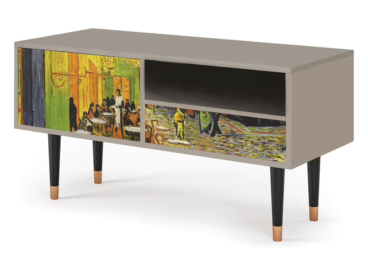 Móvel De Tv| Mueble de TV - 115х59х48 cm - T3 - Café Terrace at Night, Areia Bege