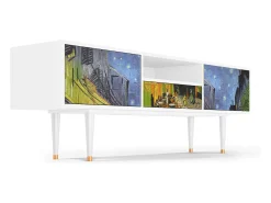 Móvel De Tv* Mueble de TV - 170х59х41 cm - T6 - Café Terrace at Night, Branco Bege