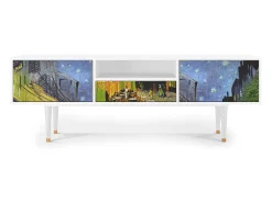 Móvel De Tv* Mueble de TV - 170х59х41 cm - T6 - Café Terrace at Night, Branco Bege