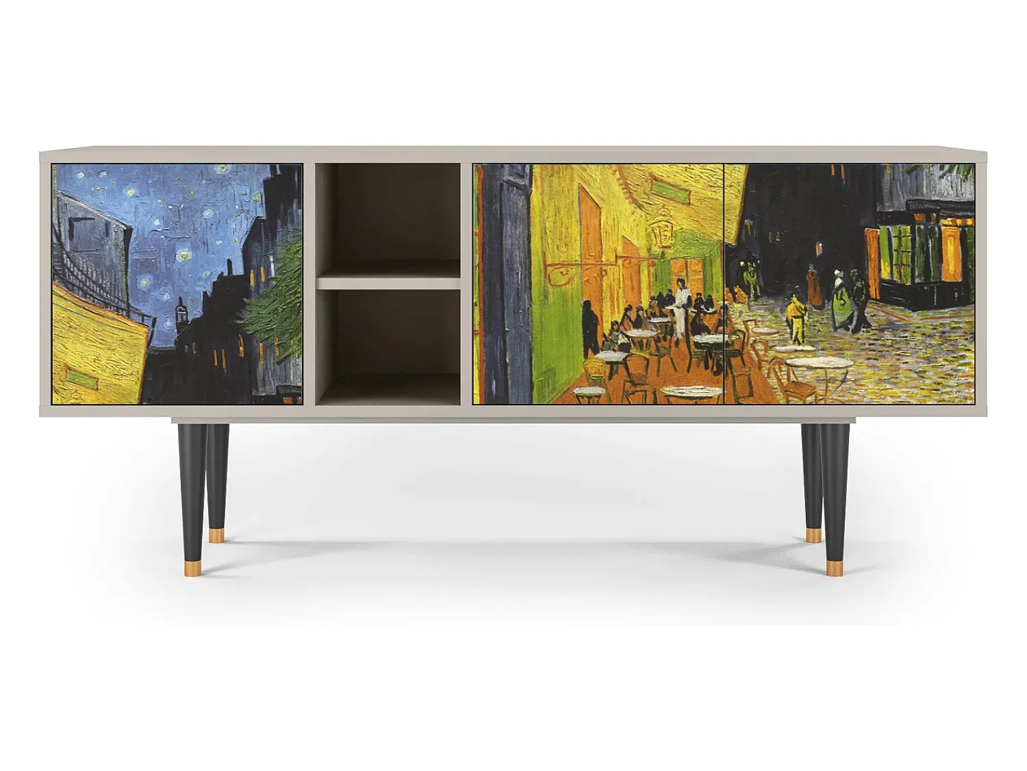 Móvel De Tv* Mueble de TV - 150х69х41 cm - T5 - Café Terrace at Night, Areia Bege