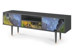 Móvel De Tv* Mueble de TV - 170х59х41 cm - T6 - Café Terrace at Night, Antracite Cinza antracite
