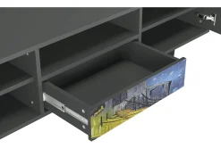Móvel De Tv* Mueble de TV - 170х59х41 cm - T6 - Café Terrace at Night, Antracite Cinza antracite