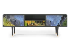 Móvel De Tv* Mueble de TV - 170х59х41 cm - T6 - Café Terrace at Night, Antracite Cinza antracite