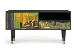 Móvel De Tv| Mueble de TV - 115х59х48 cm - T3 - Café Terrace at Night, Antracite Cinza antracite