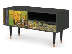 Móvel De Tv| Mueble de TV - 115х59х48 cm - T3 - Café Terrace at Night, Antracite Cinza antracite
