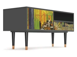 Móvel De Tv| Mueble de TV - 115х59х48 cm - T3 - Café Terrace at Night, Antracite Cinza antracite