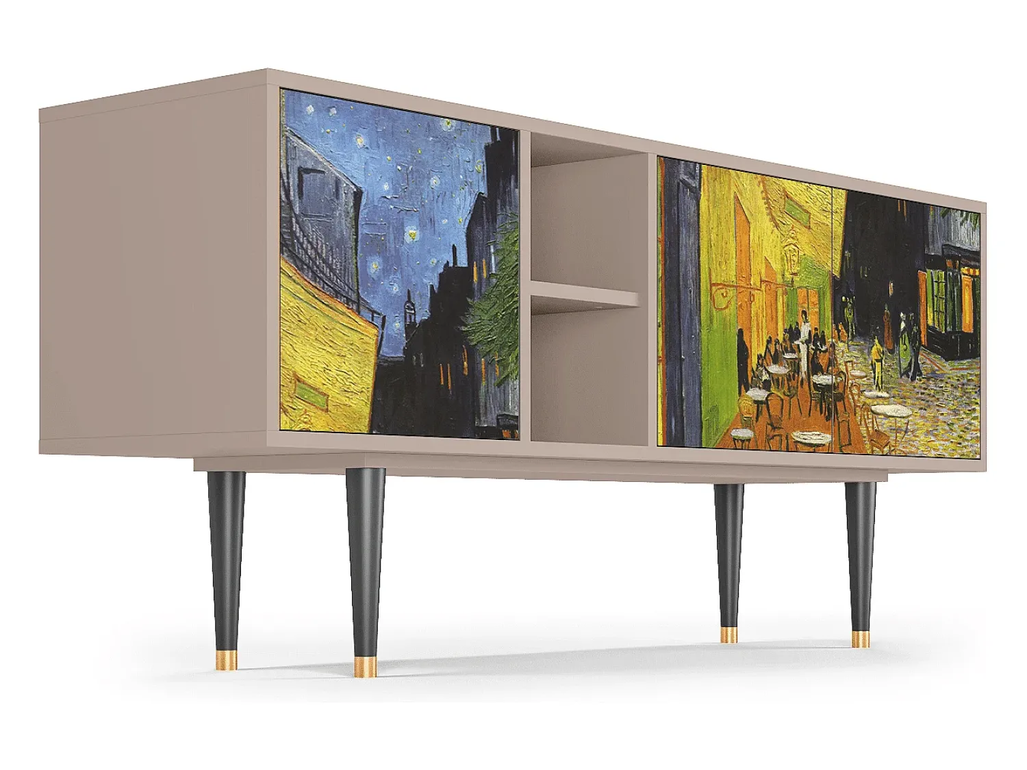 Móvel De Tv* Mueble de TV - 150х69х41 cm - T5 - Café Terrace at Night, Latte Bege