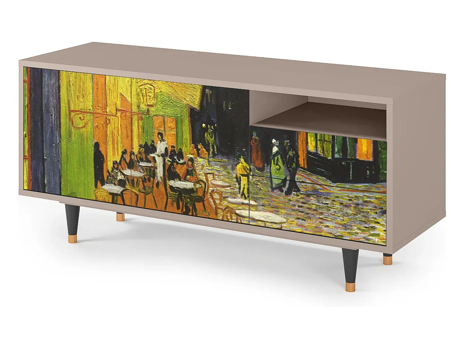 Móvel De Tv* Mueble de TV - 125х56х41 cm - T7 - Café Terrace at Night, Latte Bege