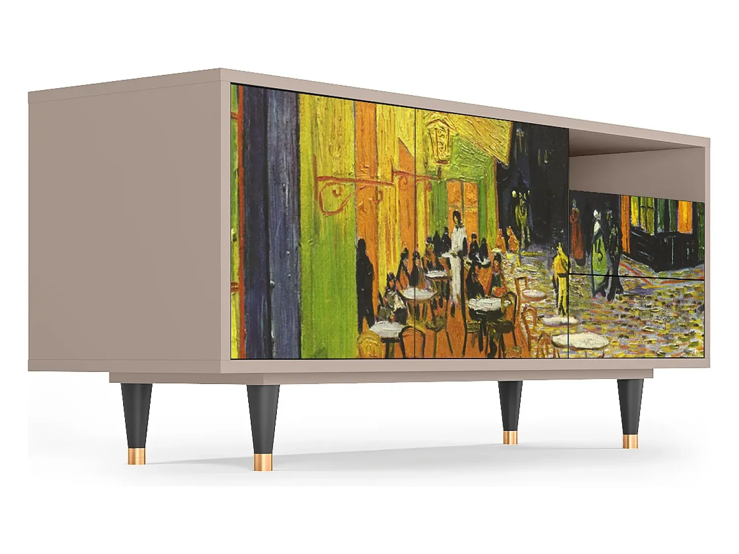 Móvel De Tv* Mueble de TV - 125х56х41 cm - T7 - Café Terrace at Night, Latte Bege