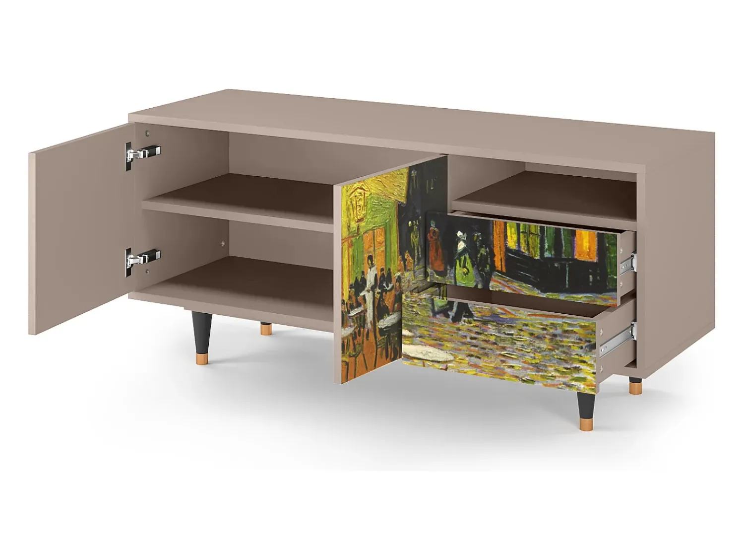 Móvel De Tv* Mueble de TV - 125х56х41 cm - T7 - Café Terrace at Night, Latte Bege