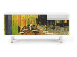 Mueble de TV - 125х56х41 cm - T7 - Café Terrace at Night, Branco^ Móvel De Tv