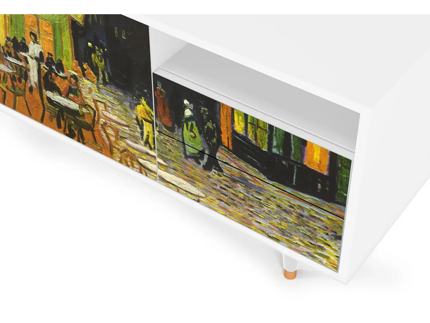 Mueble de TV - 125х56х41 cm - T7 - Café Terrace at Night, Branco^ Móvel De Tv